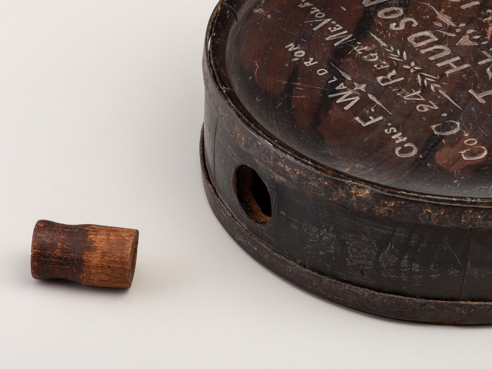 [CIVIL WAR]. Confederate canteen captured at Port Hudson by Sergeant Charles F. Waldron, Co. C, 24th Maine Infantry Regiment.