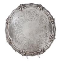 An English Silver-Plate Serving Tray, Israel Freeman & Son, London, 20th Century, of rectangular form with canted corners, having a han
