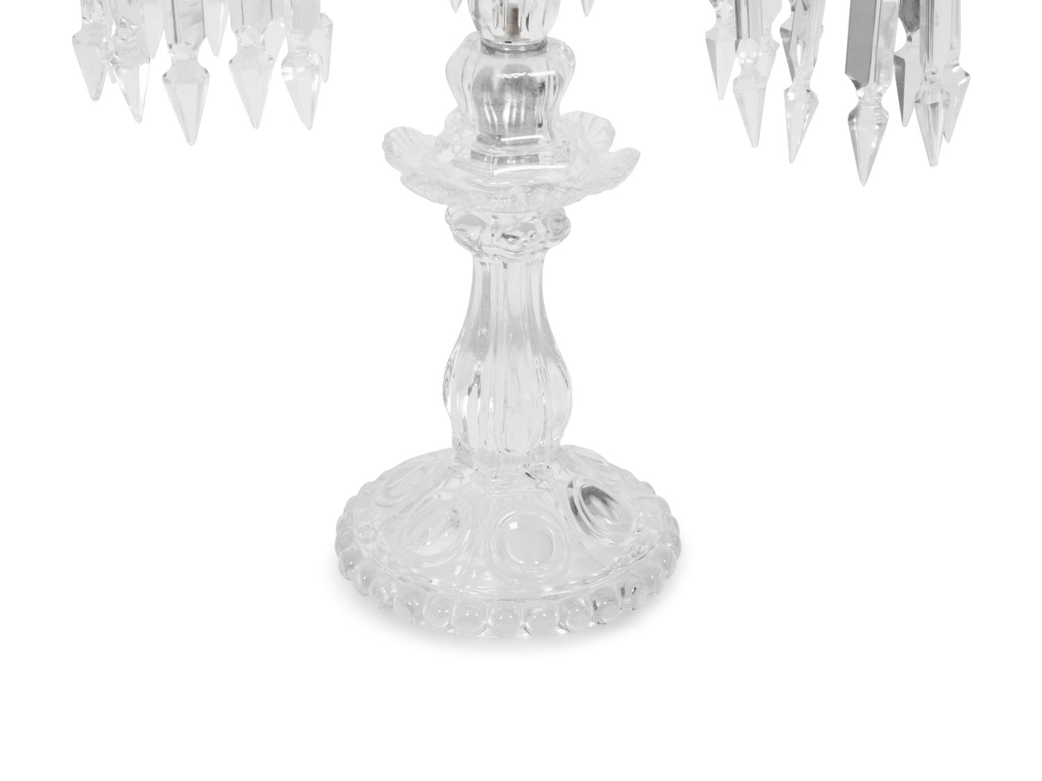 A Pair of Baccarat Molded Glass Three-Light Candelabra