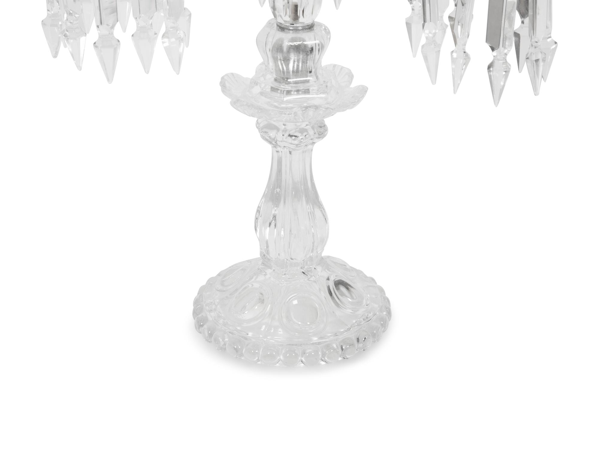 A Pair of Baccarat Molded Glass Three-Light Candelabra