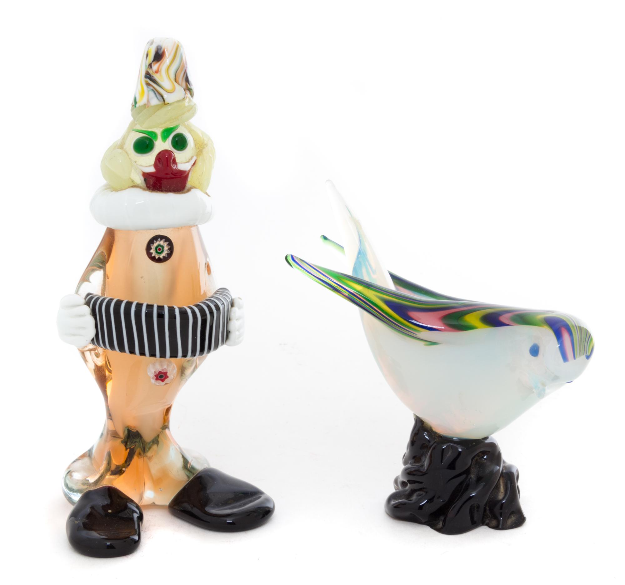 Two Italian Glass Figures Height of first 6 3/4 inches.