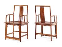 A Pair of Huanghuali Continuous-Back Arm Chairs, Nanguanmaoyi
