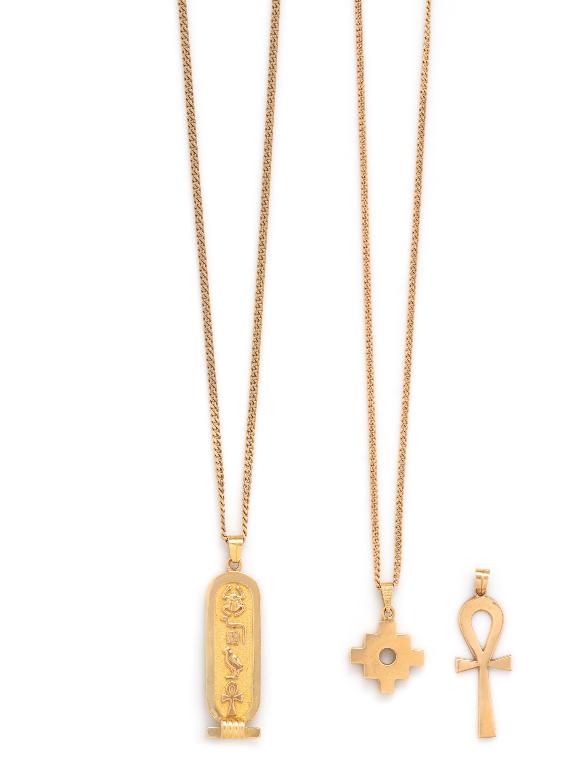 COLLECTION OF YELLOW GOLD PENDANT NECKLACES