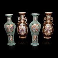 Two Pairs of Chinese Export Style Famille Rose Porcelain Vases — 外銷風格粉彩人物圖瓶兩對