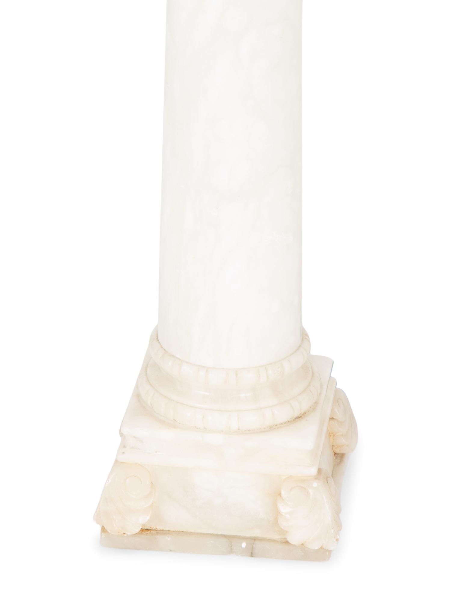 Two Carved Alabaster Lamps — 20TH CENTURY