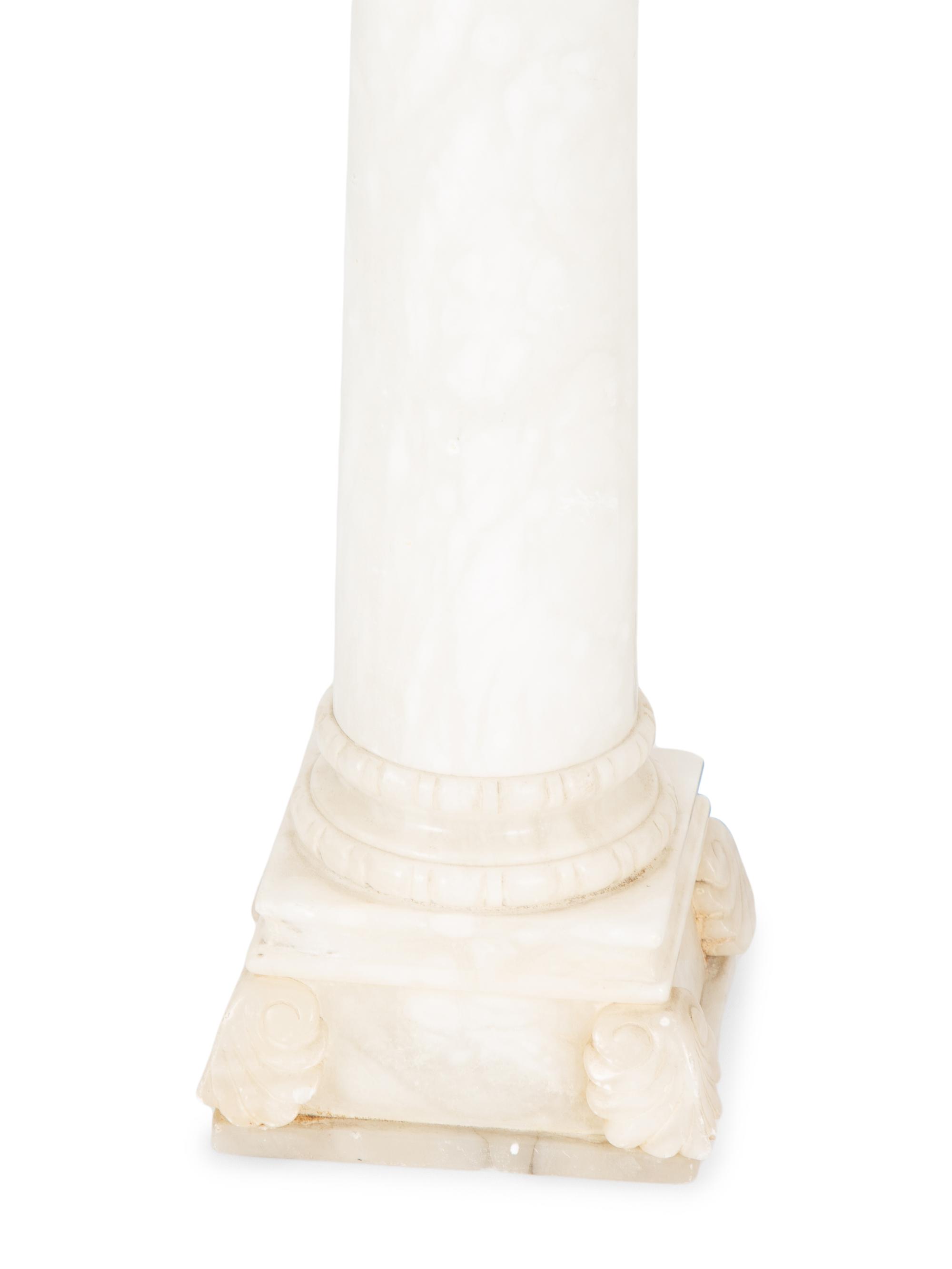 Two Carved Alabaster Lamps — 20TH CENTURY