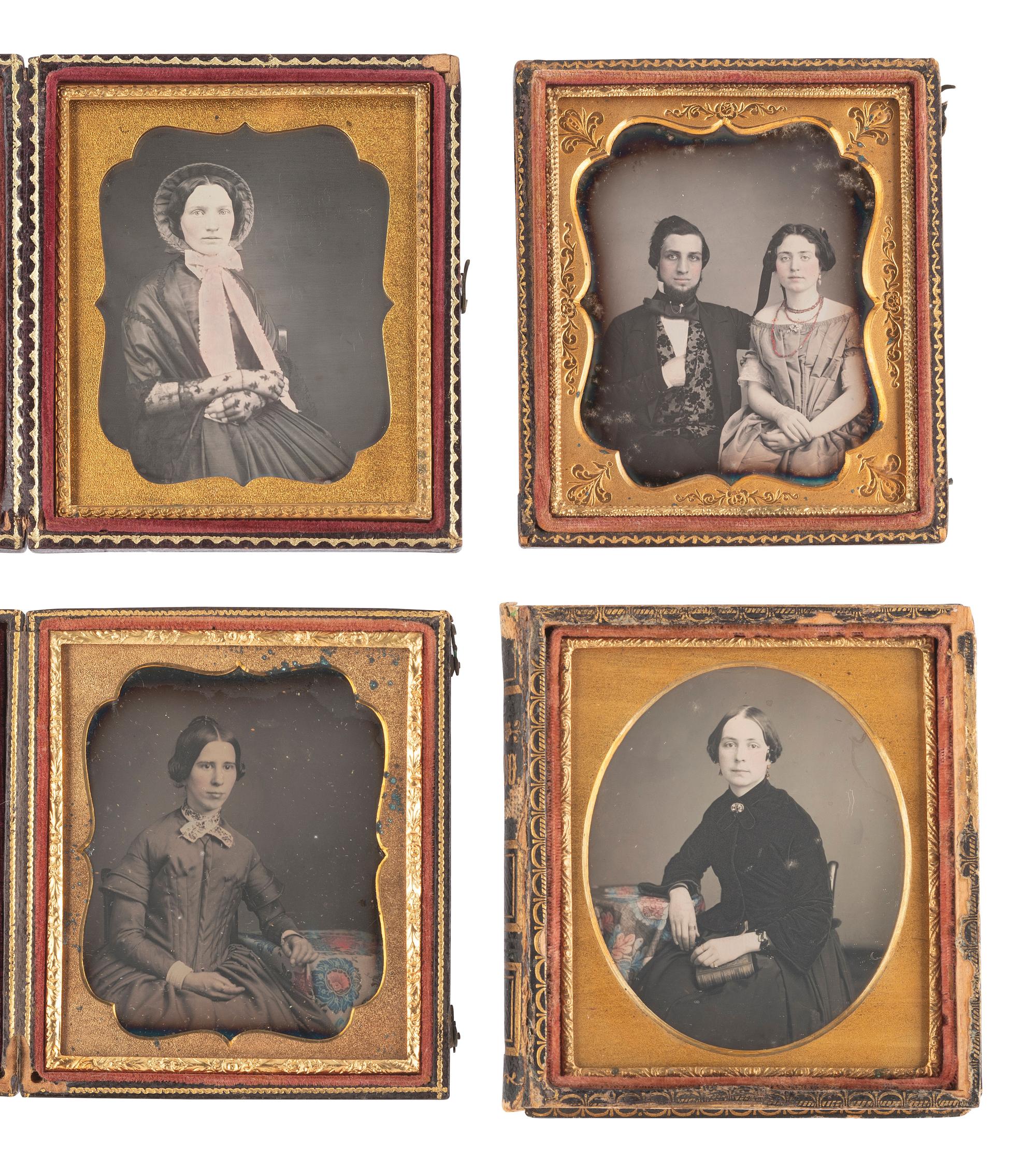 [EARLY PHOTOGRAPHY]. 13 cased images featuring hand tinting.