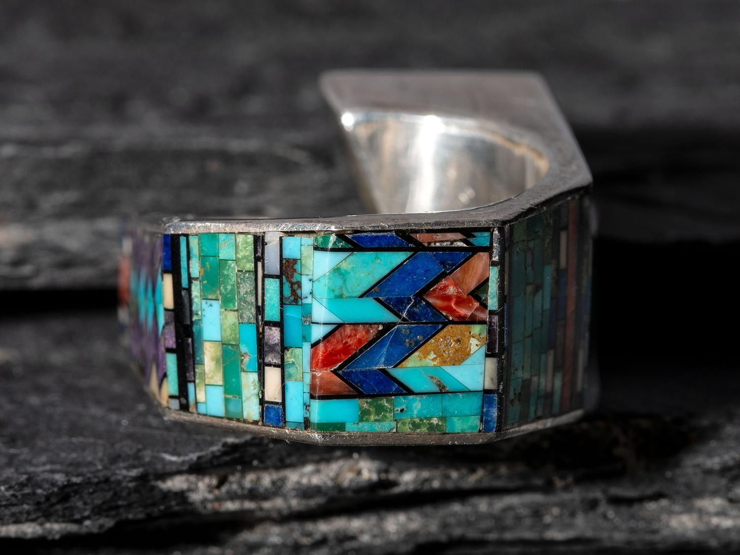 Micro Mosaic Sterling Silver Asymmetric Ring
