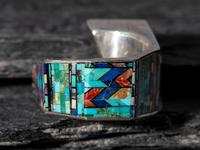 Micro Mosaic Sterling Silver Asymmetric Ring