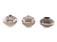 Group of Silver Seed Jars, with Owls and Rabbits