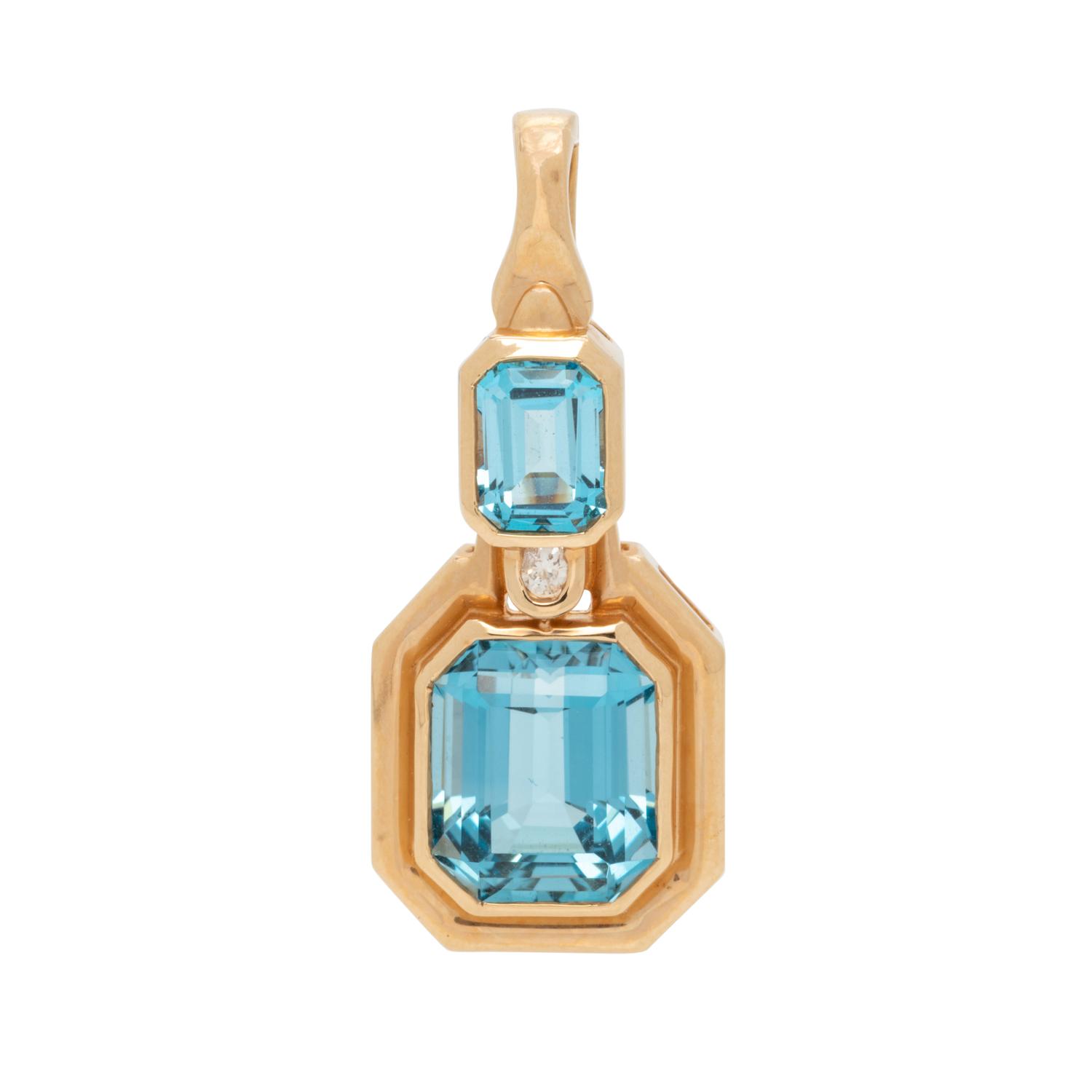BLUE TOPAZ AND DIAMOND PENDANT