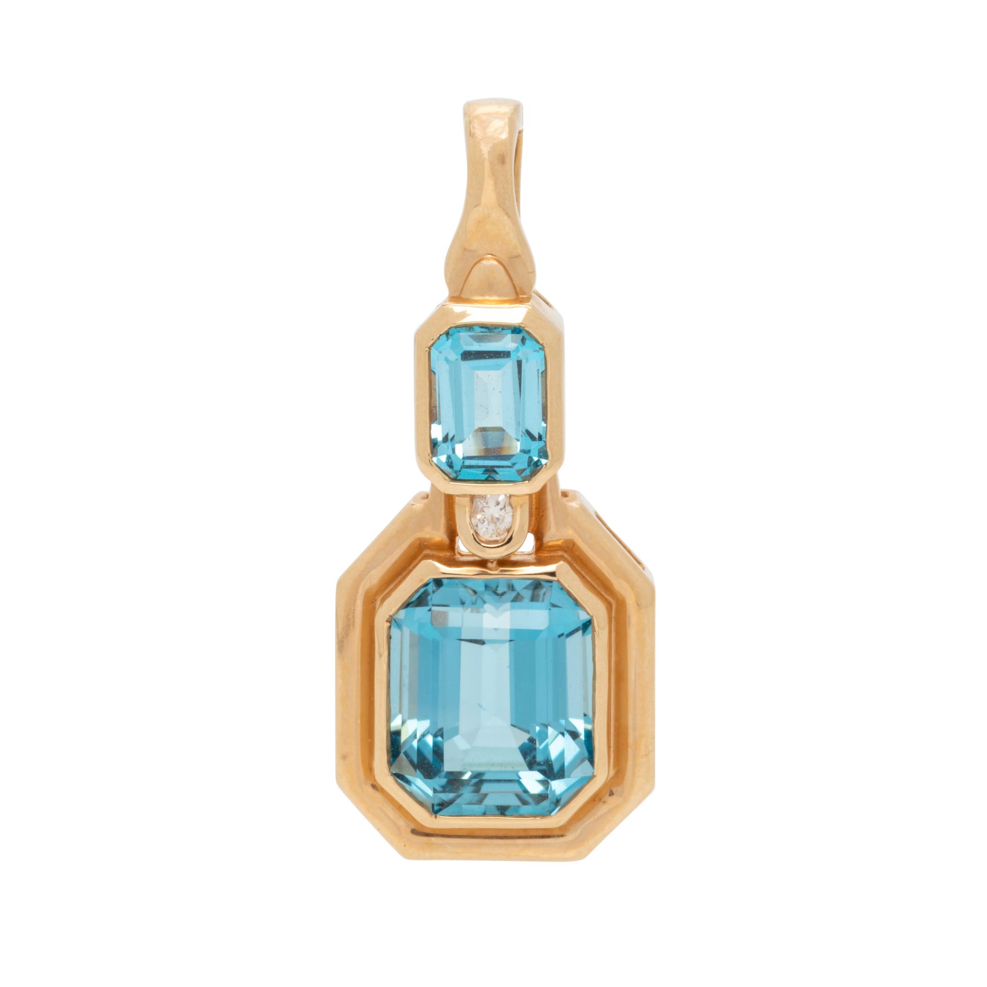 BLUE TOPAZ AND DIAMOND PENDANT
