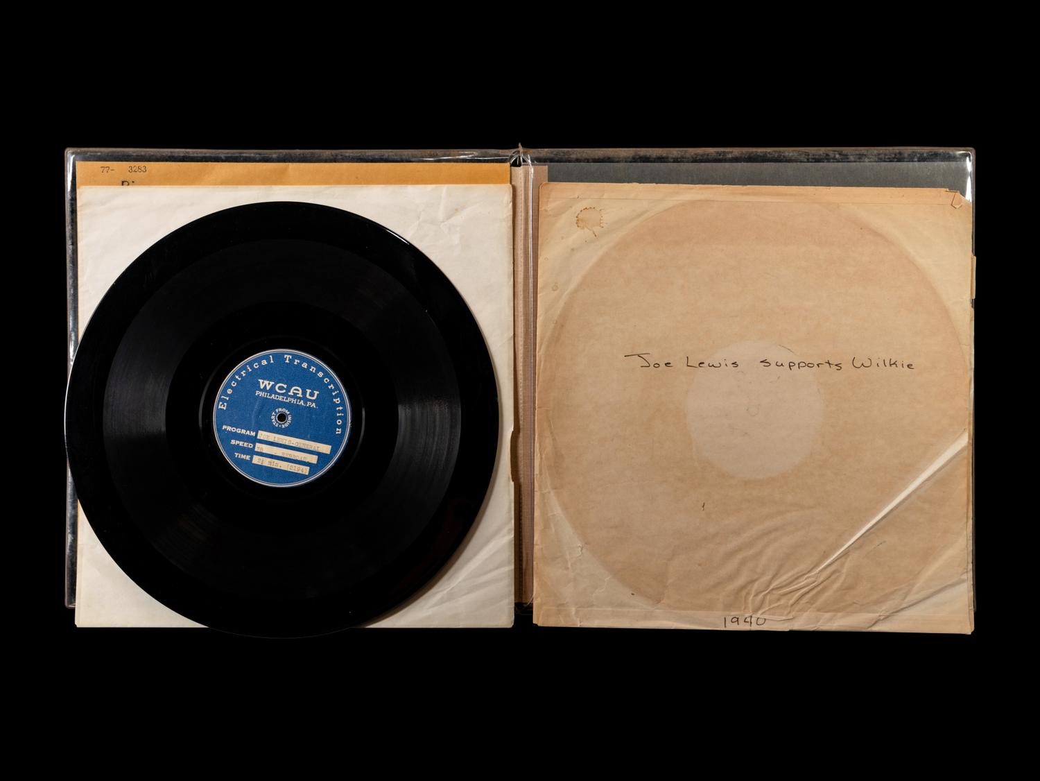 A Group of Six Original Rocky Marciano Photographs and a Joe Louis Wendell Wilkie Political Endorsement Record