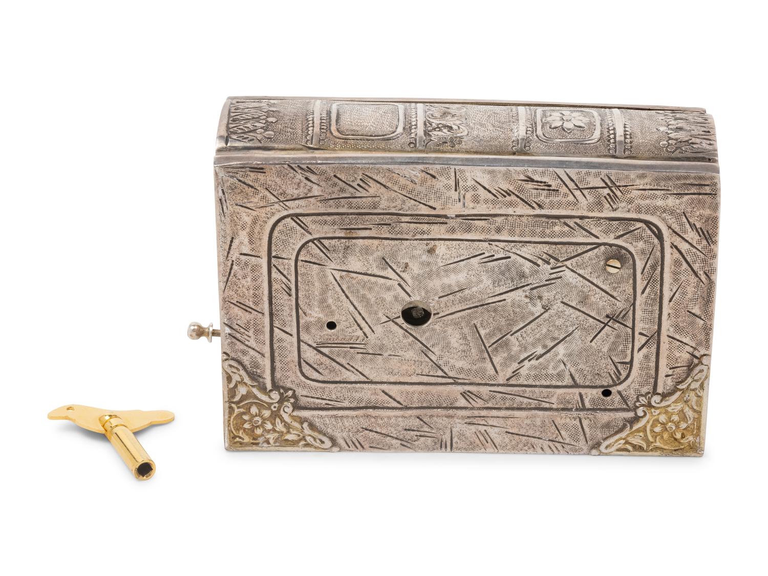 A German Silver Filigree Mounted Singing Bird Automaton Box