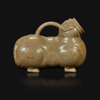 A Chinese Yue ware chimera-form celadon vessel, Huzi Jin Dynasty (265-420)