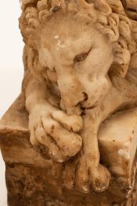A Pair of Composite Marble Models of Reclining Lions