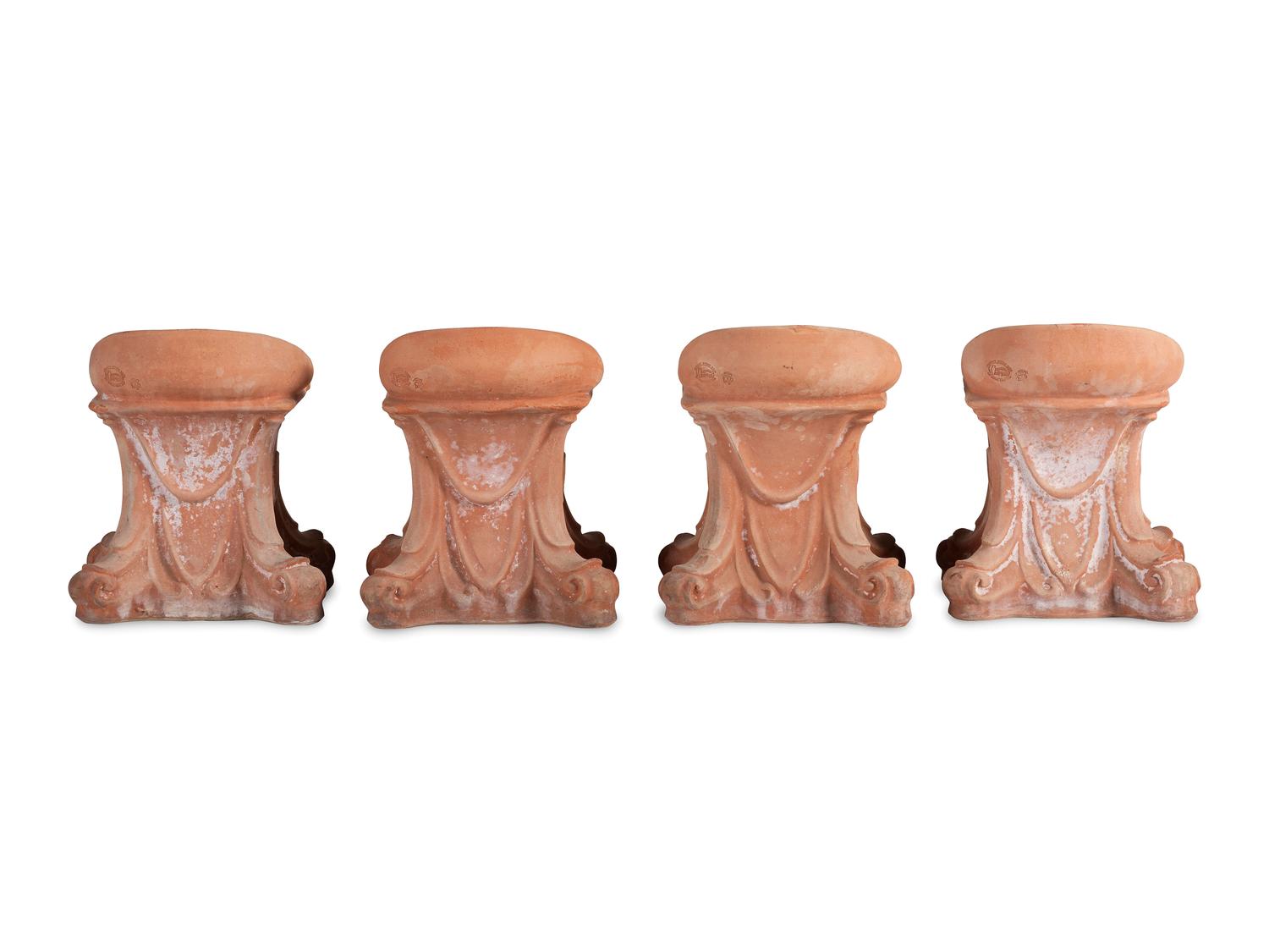 Four Terra Cotta Patio Stools