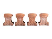 Four Terra Cotta Patio Stools