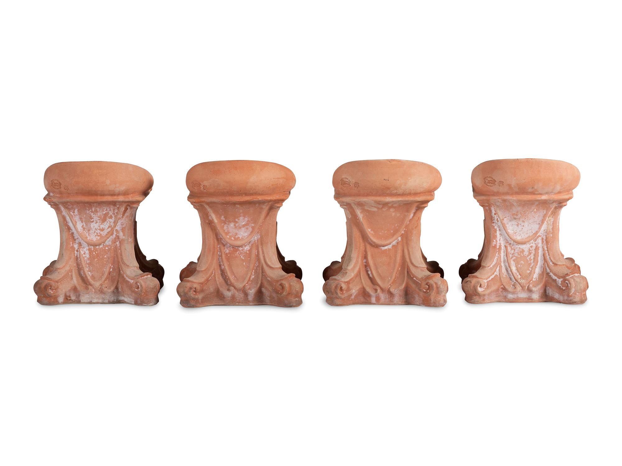 Four Terra Cotta Patio Stools