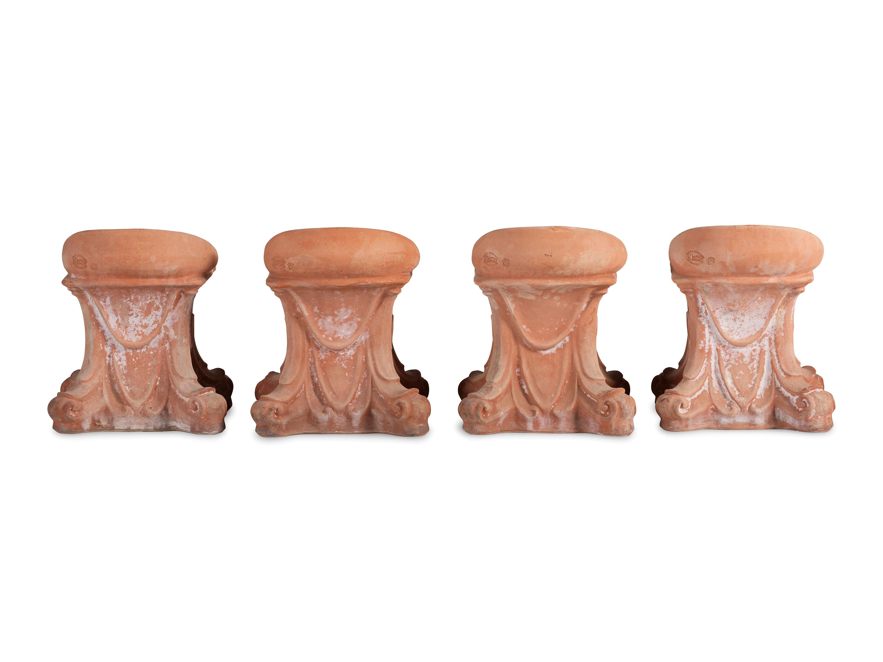 Four Terra Cotta Patio Stools