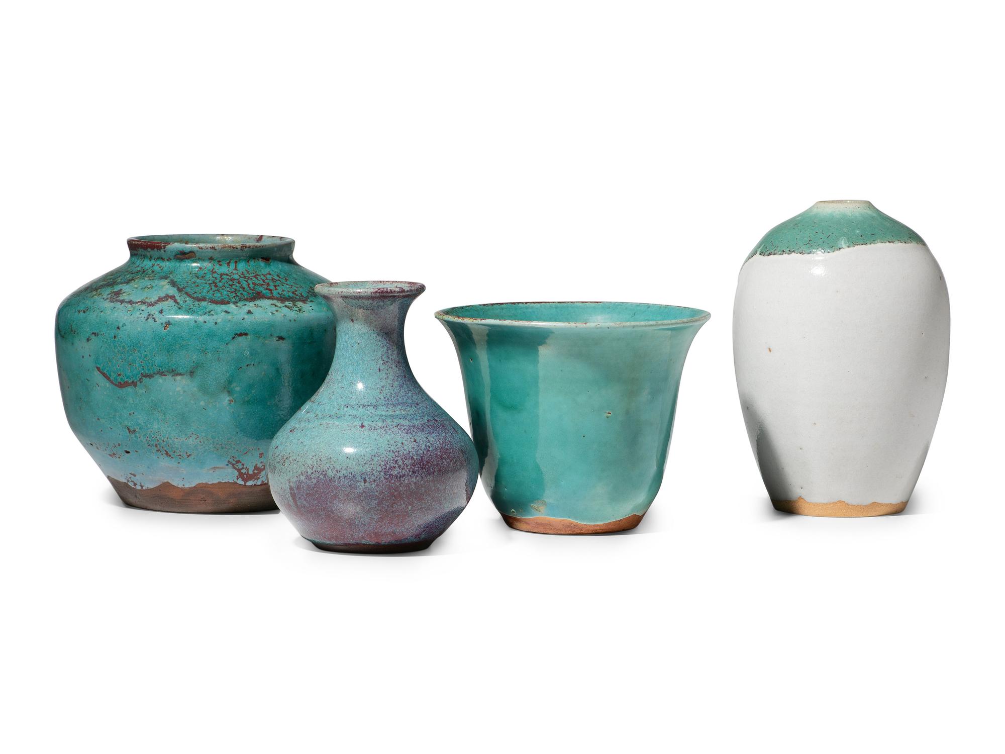 Four Jugtown Pottery Chinese Vases