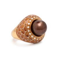 Utopia, Diamond, Enamel, and Cultured Pearl Ring