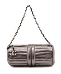 A Chanel Grey Metallic Quilted Leather Bag, 7 1/2 x 3 x 3 inches.