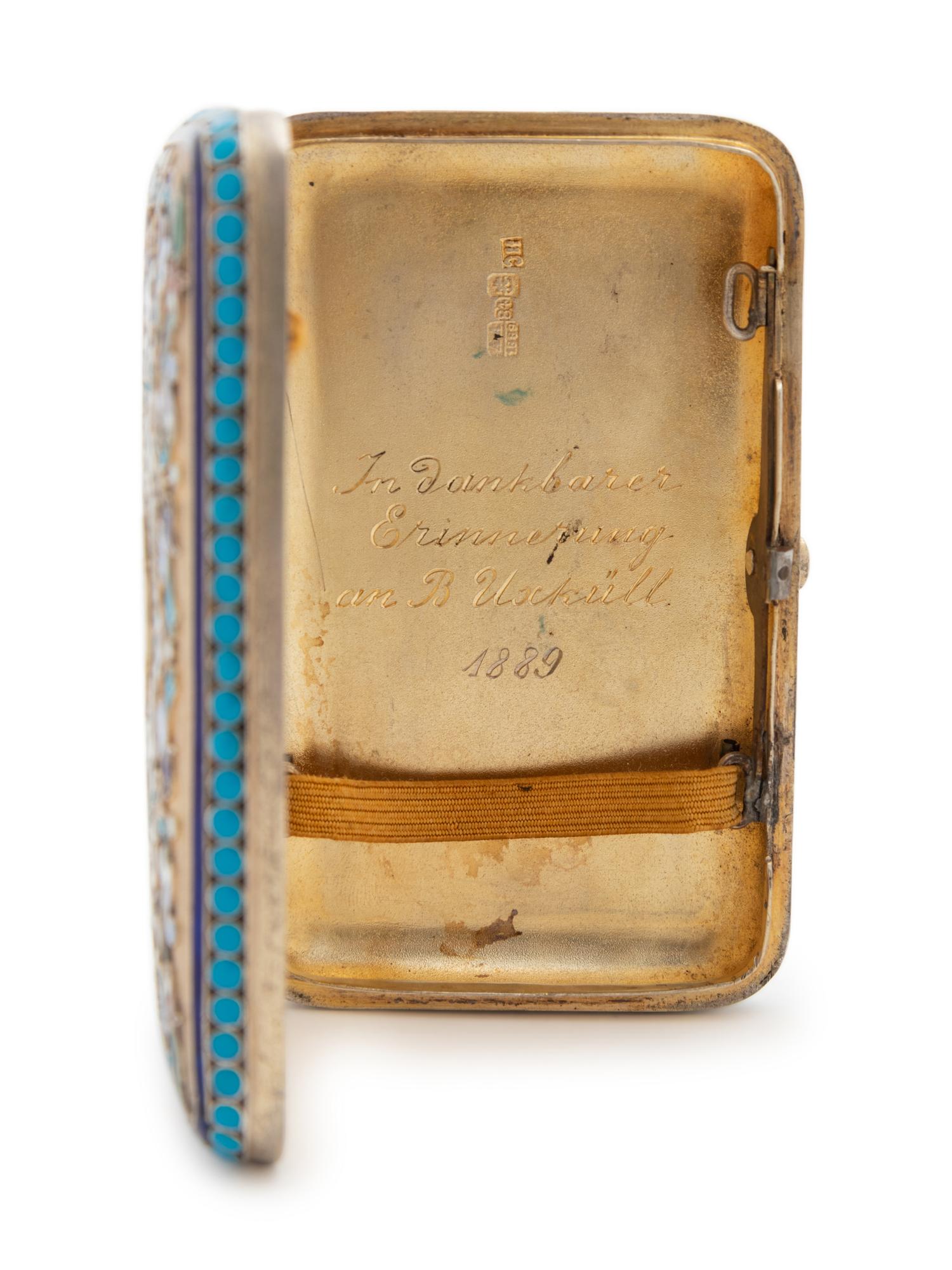 A Russian Silver-Gilt and Enameled Cigarette Case