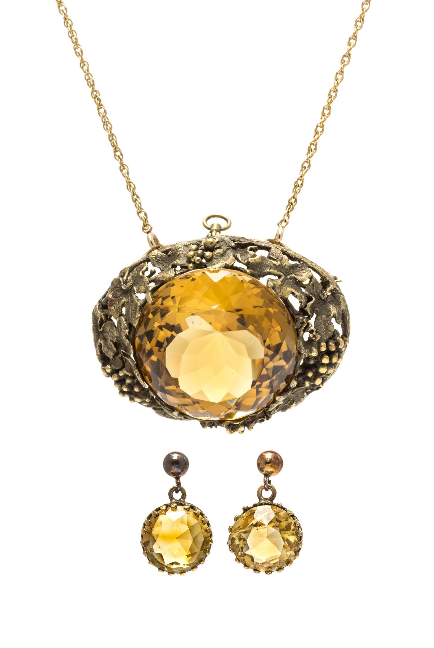 A Collection of Victorian Yellow Gold and Citrine Jewelry, 27.80 dwts.