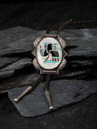 Silver and Mosaic Inlay Bolo Tie