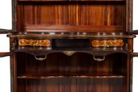 A Louis XV Style Gilt Bronze Mounted Marquetry Serpentine-Front Vitrine Cabinet