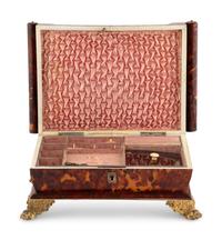 A Regency Tortoise Shell and Mother-of-Pearl Needlework Box