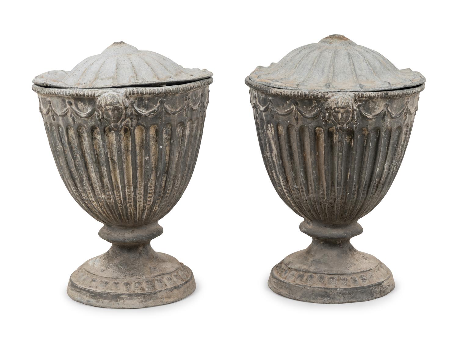A Pair of Neoclassical Lead Jardinières
