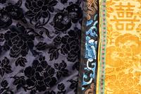 A Navy Blue Ground Cut Velvet, Embroidered Silk and Fur-Lined Lady's Robe