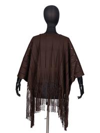 Yves Saint Laurent, Brown Fringed Silk Poncho