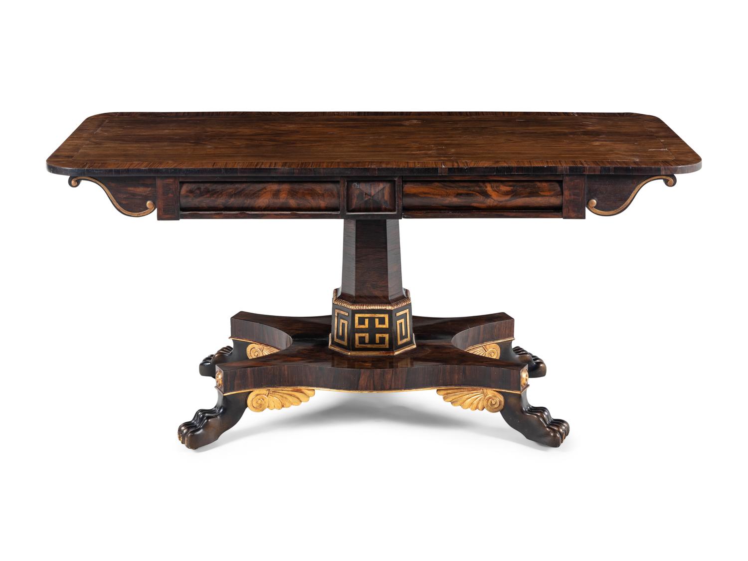 A Regency Parcel-Gilt Rosewood Sofa Table