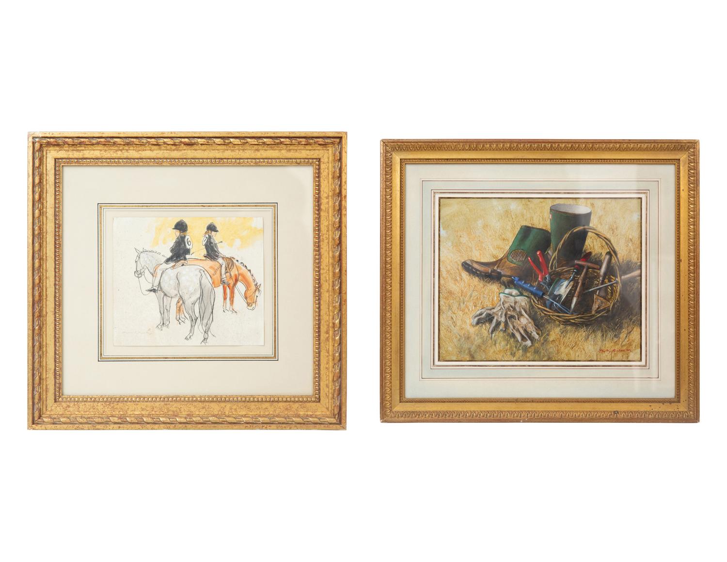 Horse Show Girls and Tools in a Basket (two works)
