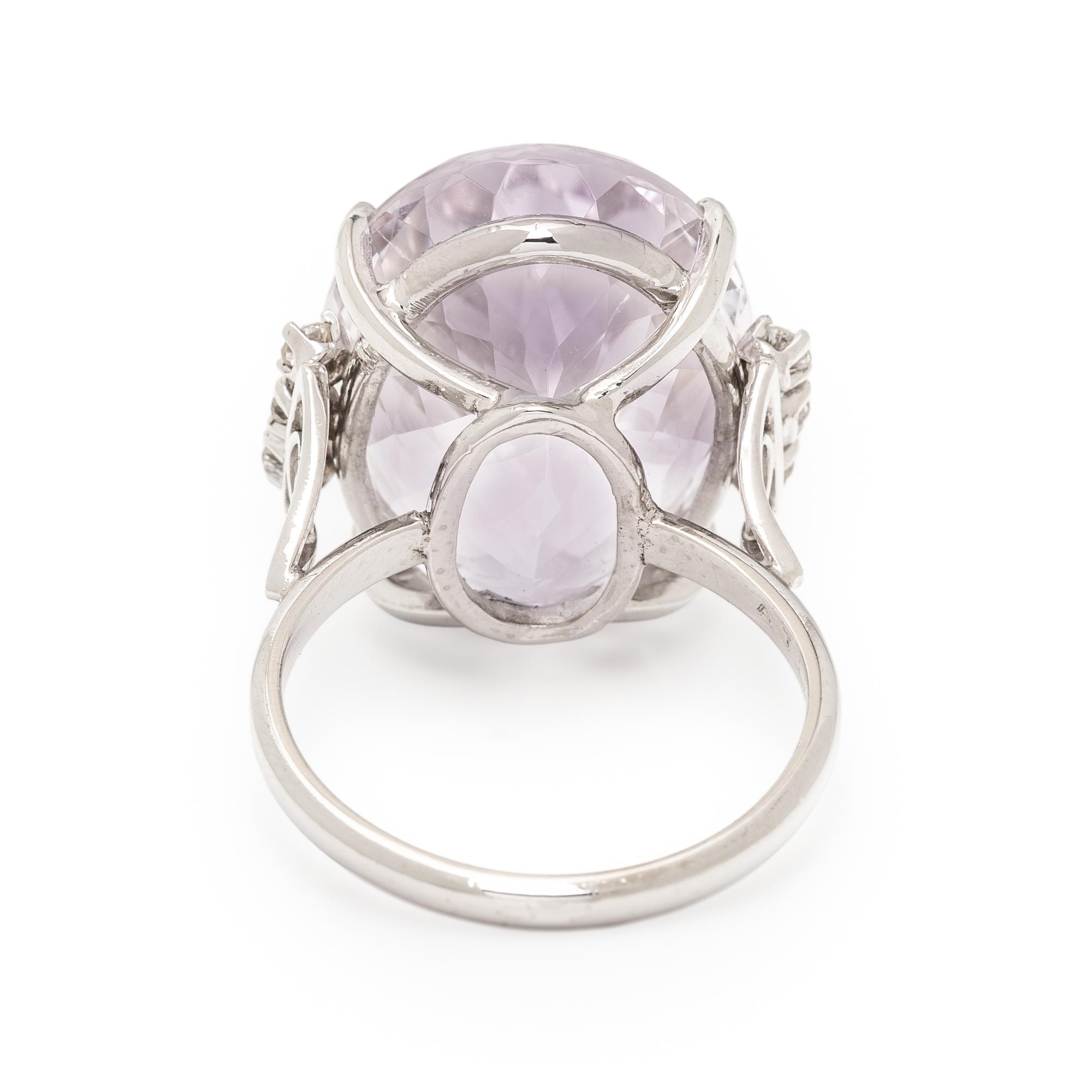 KUNZITE AND DIAMOND RING