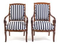 A Near Pair of Louis Philippe Mahogany Armchairs Height 36 inches.