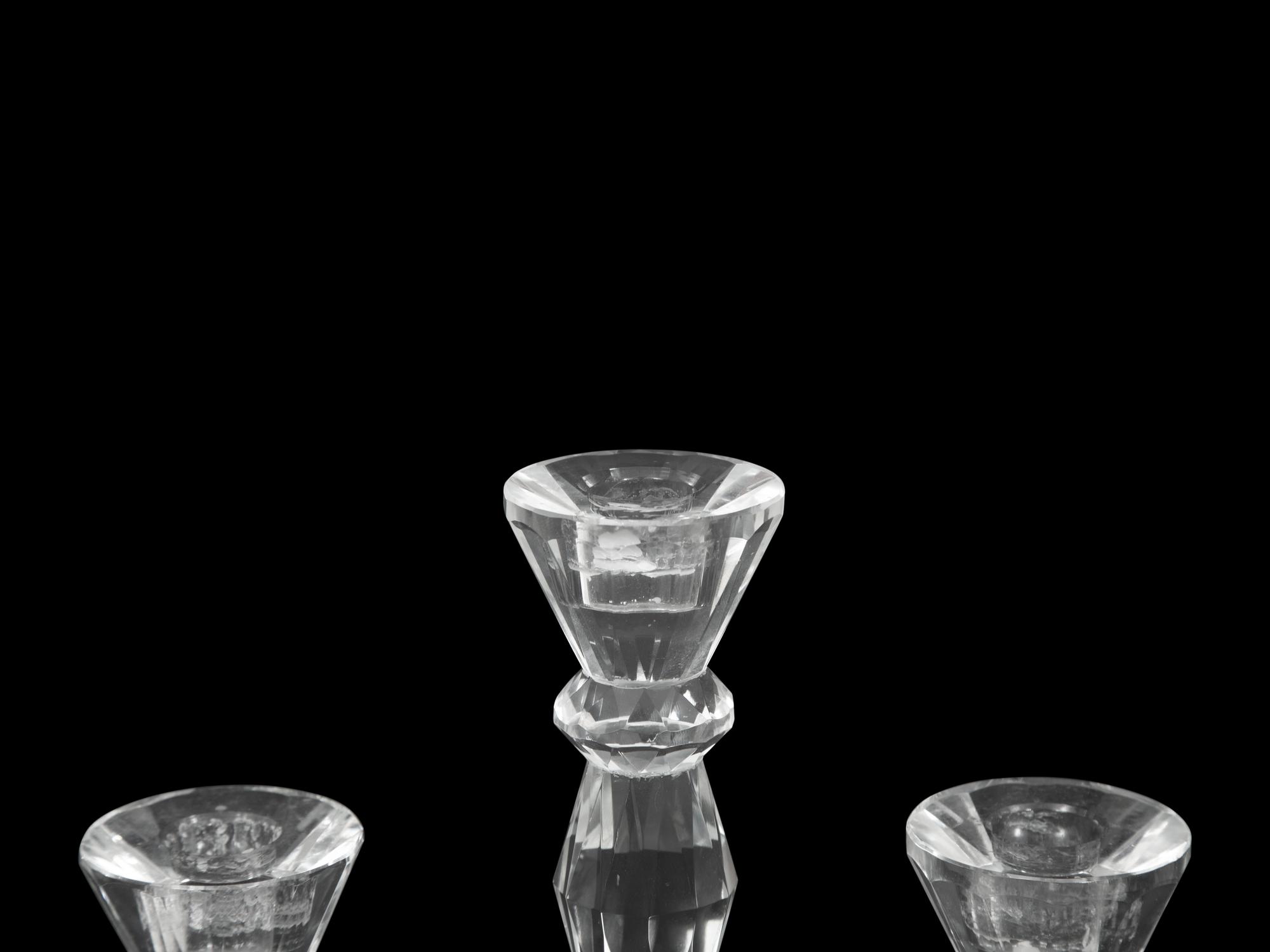 Six Cut Crystal Candlesticks