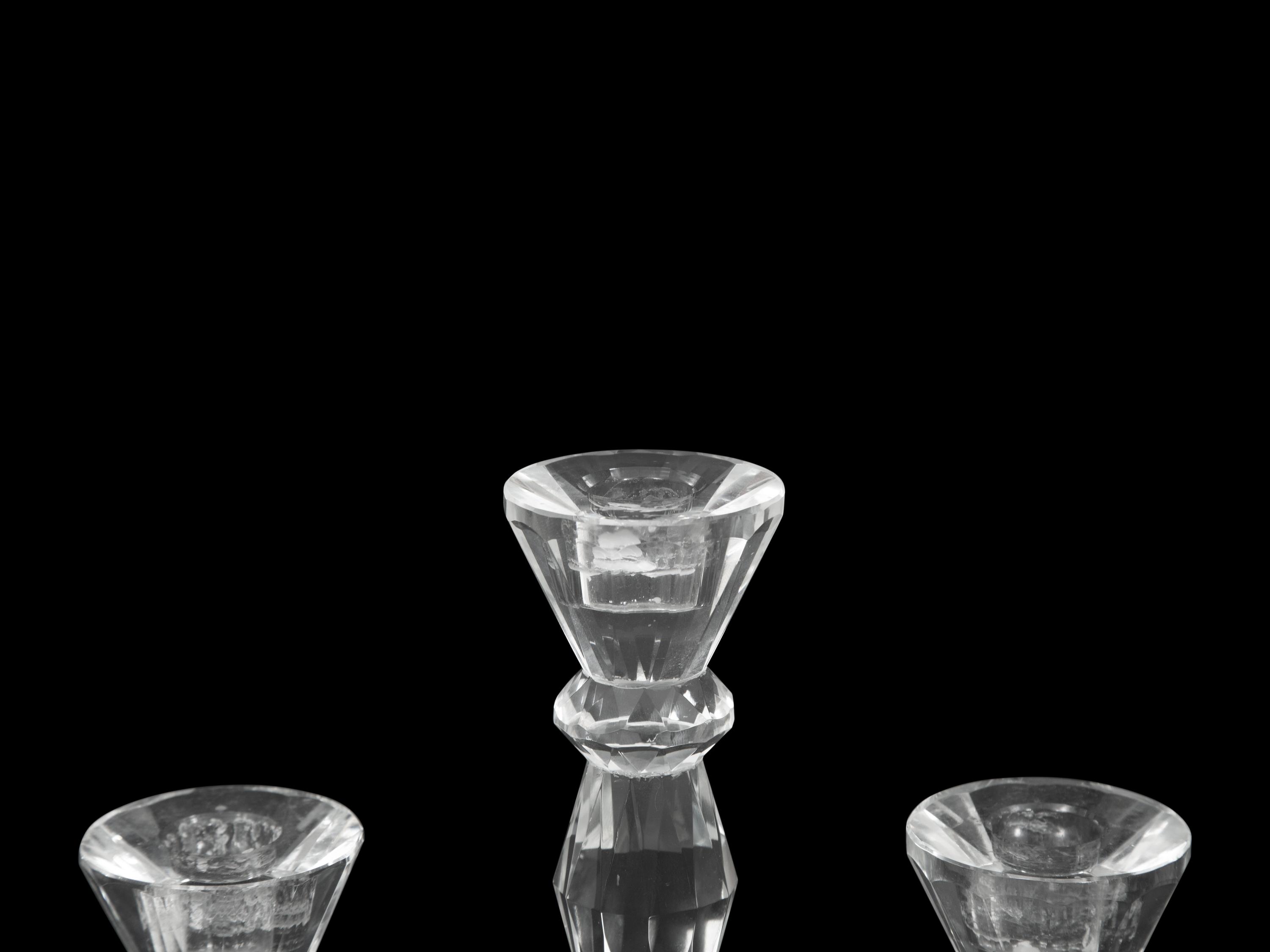 Six Cut Crystal Candlesticks