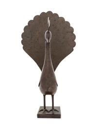 A Qajar Damascened Steel Peacock