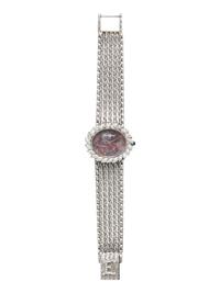 BUECHE GIROD, 9802 18K WHITE GOLD AND DIAMOND OPAL DIAL WATCH
