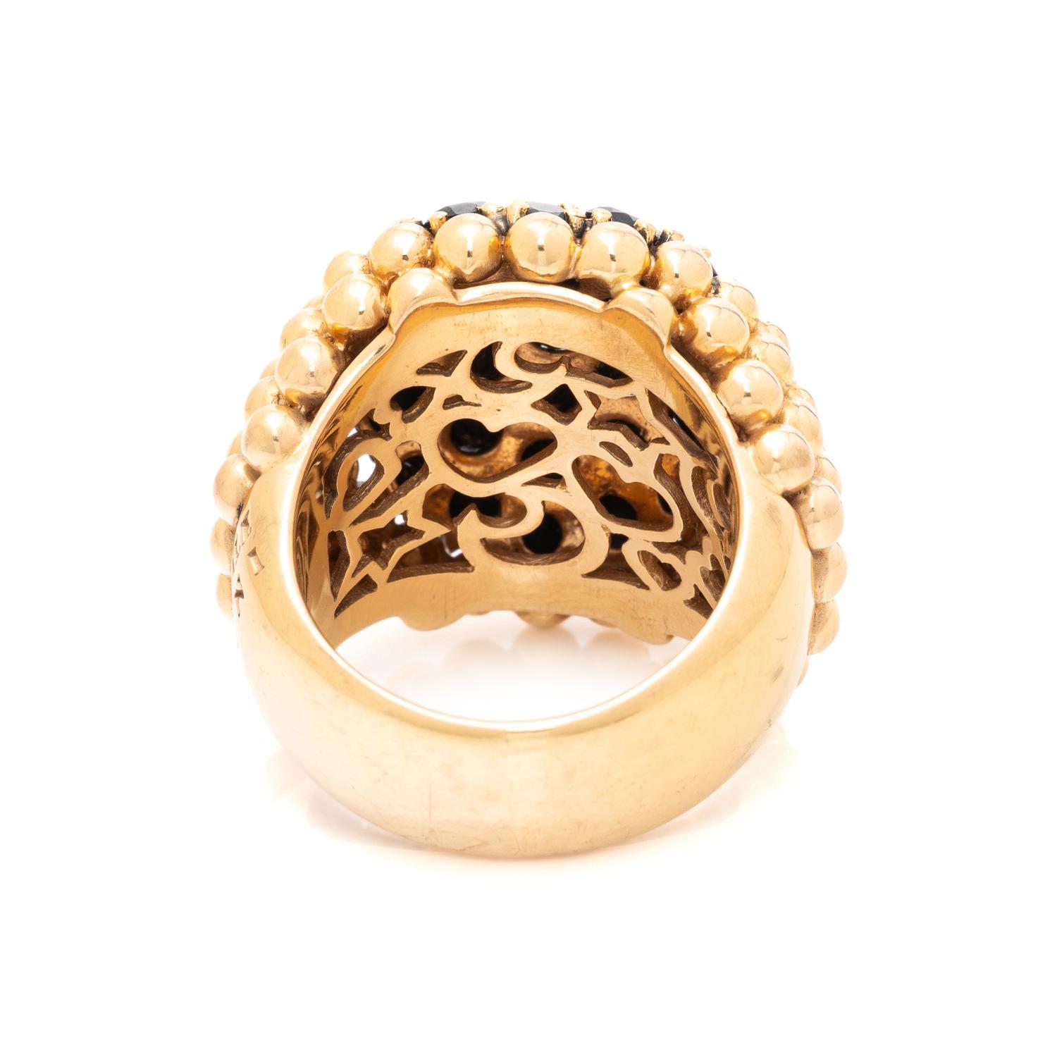 PASQUALE BRUNI, YELLOW GOLD AND BLACK DIAMOND BOMBÉ RING