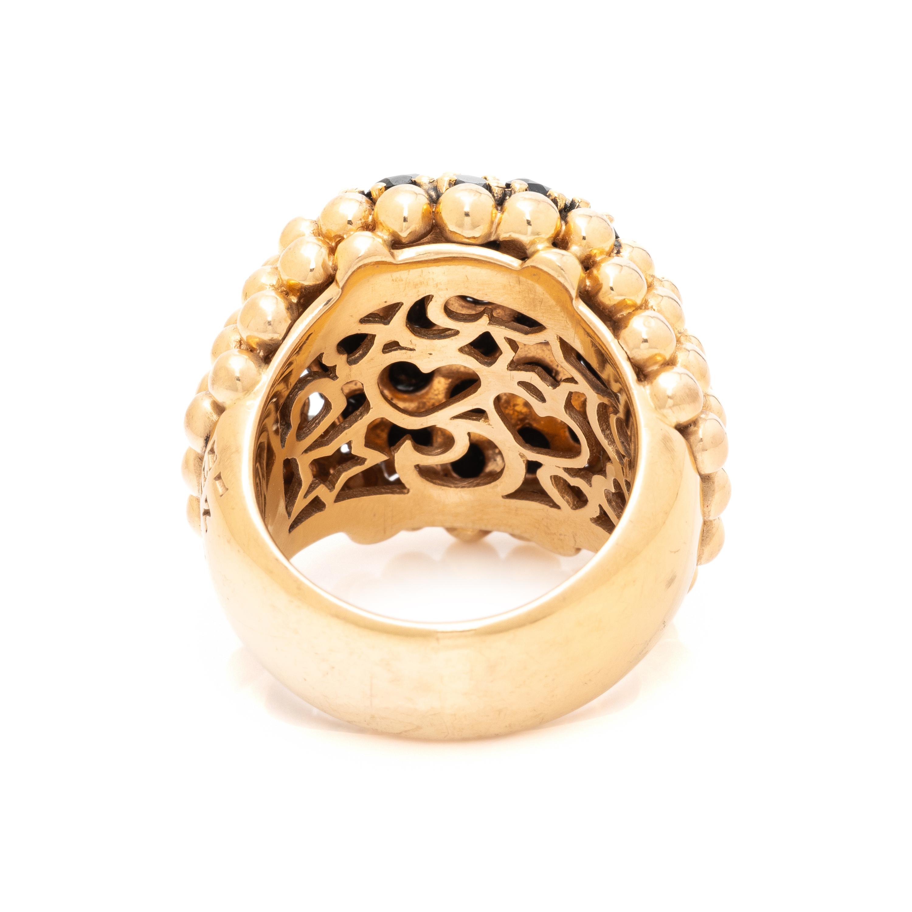 PASQUALE BRUNI, YELLOW GOLD AND BLACK DIAMOND BOMBÉ RING