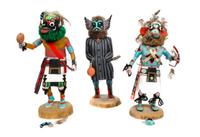 Three Hopi Carved Kachina Dolls, Joe Gash Height of tallest 13 1/2 inches.
