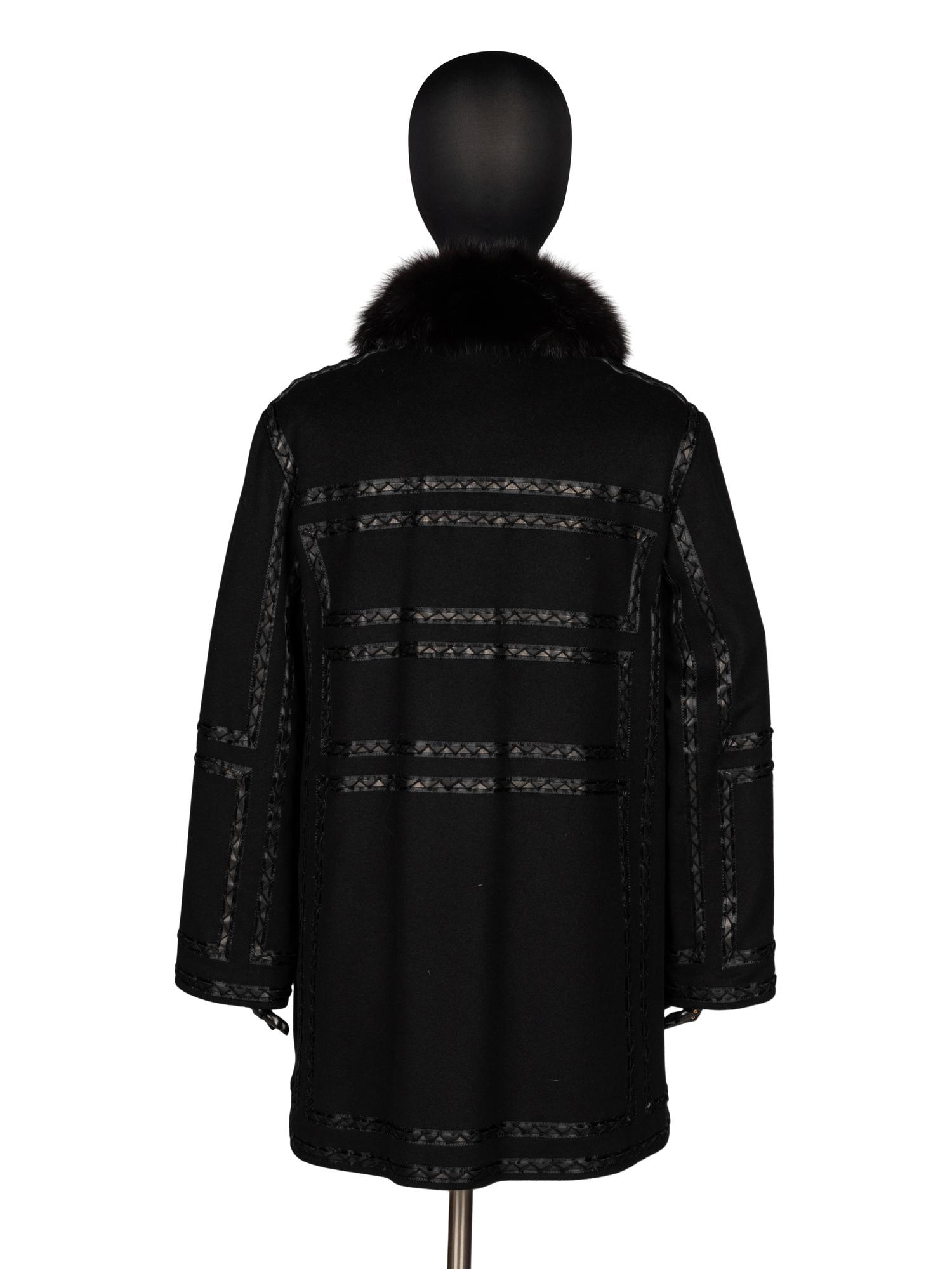 J. Mendel, Cashmere Coat with Leather & Sable Trim