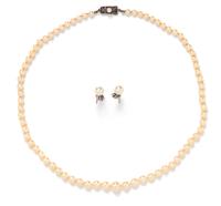 A Sterling Silver and Cultured Pearl Set, Mikimoto,
