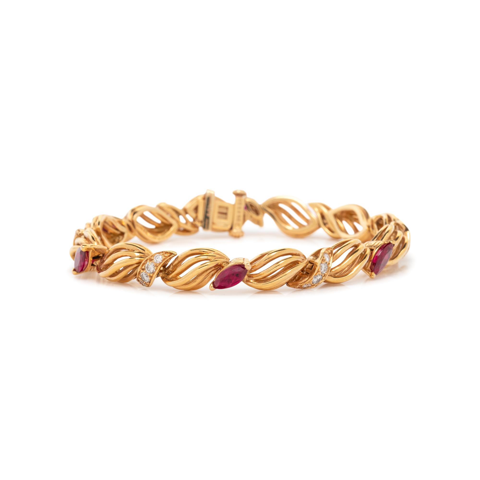 HAMMERMAN BROTHERS, YELLOW GOLD, RUBY, AND DIAMOND BRACELET
