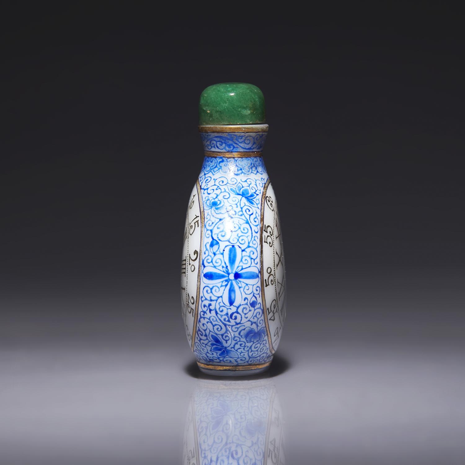 A Chinese Enameled Glass "Clock" Snuff Bottle 玻璃畫琺琅懷錶式鼻烟壺